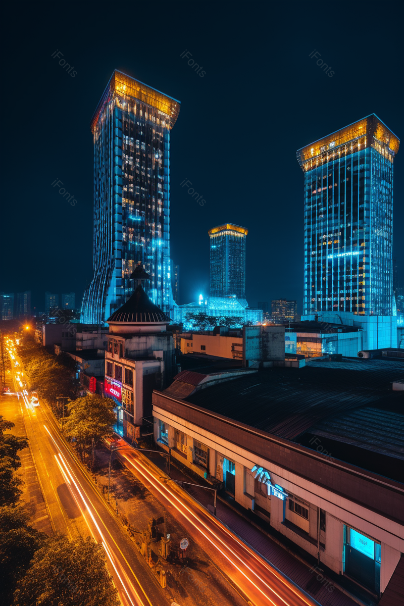 实拍蓝色城市夜景车流光摄影背景,高清,摄影图,摄影图片,图片大全,摄影图免费下载